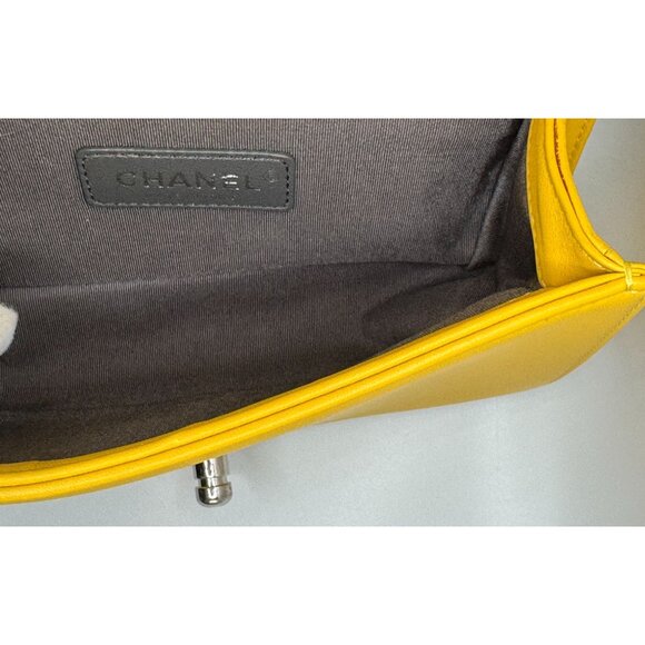 Chanel Yellow Tweed & Leather Chevron Shoulder Bag with COA - Picture 7 of 16